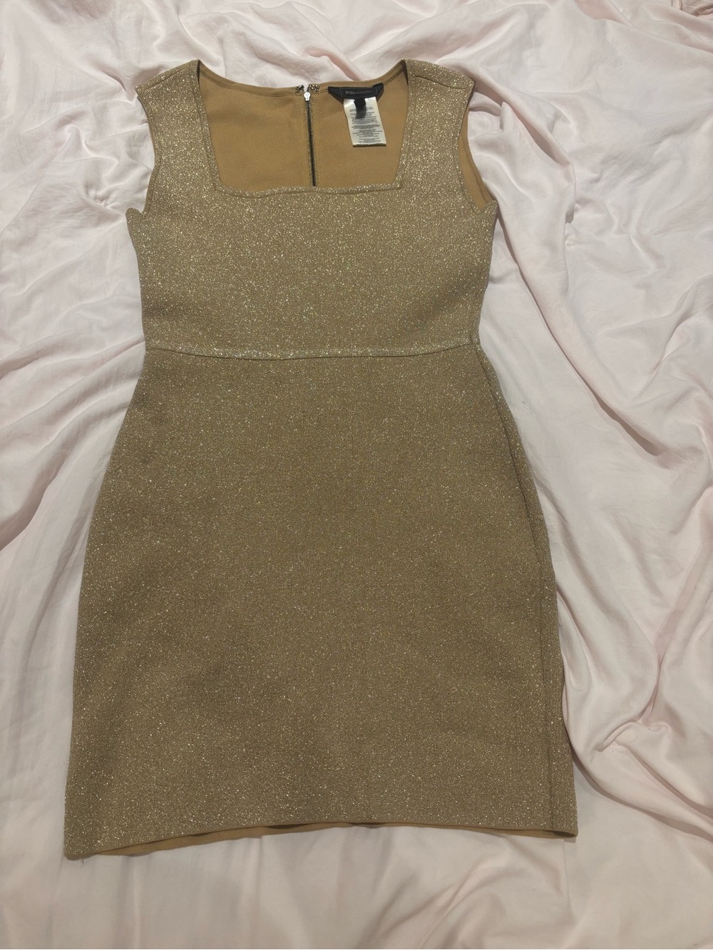 BCBGMaxAzria Gold Sheath Mini Dress